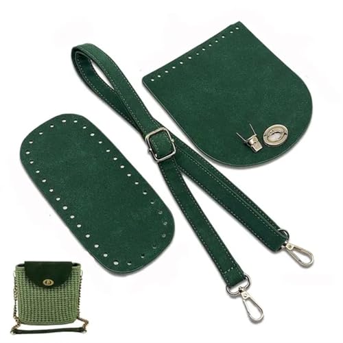 LPHFDCS Tasche HäKeln Set 3 Teile/Satz Faux Leder Schulter Tasche Unten Strap Handtasche Schulter Gurt Woven Tasche Set for DIY Handgemachte Tasche Rucksack Zubehör Tasche HäKeln(Green) von LPHFDCS