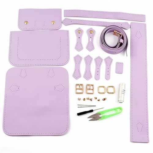 LPHFDCS Tasche HäKeln Set DIY Leder Cambridge Tasche Handarbeit Nähen Frauen Crossbody Schultertasche Handarbeit Halbfertig Kit Blau Rot Schwarz Grün Braun Tasche HäKeln(Purple(18x12x5cm)) von LPHFDCS