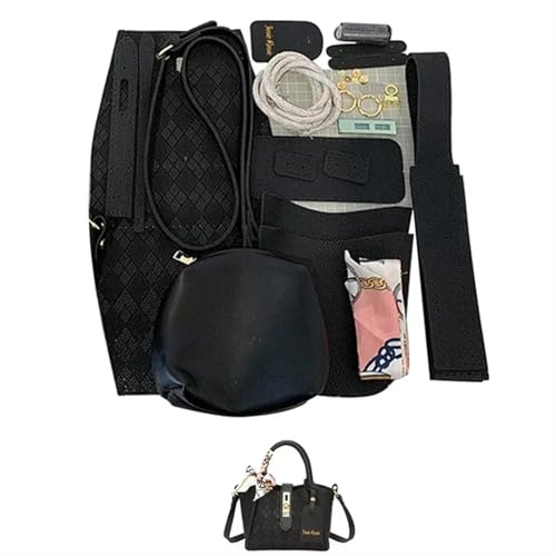 LPHFDCS Tasche HäKeln Set DIY-Nähset for handgefertigte Taschen, Riemen, Luxus-Ledertaschen-Herstellungsset, Handnähzubehör for Damenhandtaschen Tasche HäKeln(Num5 Black) von LPHFDCS