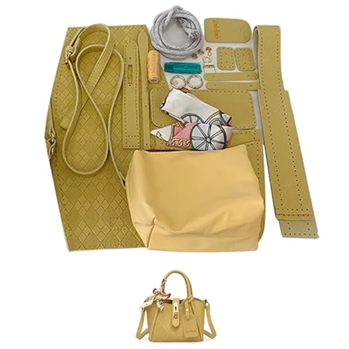 LPHFDCS Tasche HäKeln Set DIY-Nähset for handgefertigte Taschen, Riemen, Luxus-Ledertaschen-Herstellungsset, Handnähzubehör for Damenhandtaschen Tasche HäKeln(Num5 Yellow) von LPHFDCS