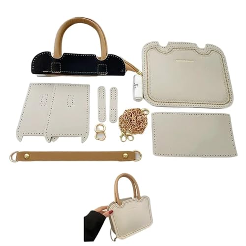 LPHFDCS Tasche HäKeln Set DIY-Nähset for handgefertigte Taschen, Riemen, Luxus-Ledertaschen-Herstellungsset, Handnähzubehör for Damenhandtaschen Tasche HäKeln(Num7 Beige) von LPHFDCS