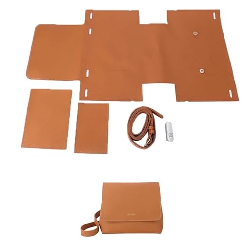 LPHFDCS Tasche HäKeln Set Schultertasche for Damen, einfaches Taschenherstellungsset, handgefertigt, DIY-Strickset aus PU-Leder, Materialzubehör for Nähen von Taschen Tasche HäKeln(Num2 Brown) von LPHFDCS