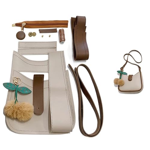 LPHFDCS Tasche HäKeln Set Schultertasche for Damen, einfaches Taschenherstellungsset, handgefertigt, DIY-Strickset aus PU-Leder, Materialzubehör for Nähen von Taschen Tasche HäKeln(Num3 Khaki) von LPHFDCS