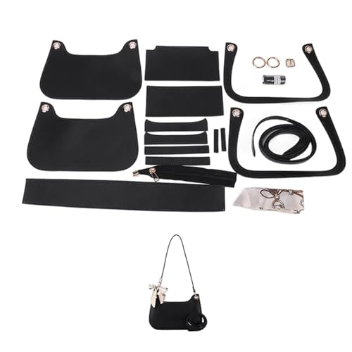 LPHFDCS Tasche HäKeln Set Schultertasche for Damen, einfaches Taschenherstellungsset, handgefertigt, DIY-Strickset aus PU-Leder, Materialzubehör for Nähen von Taschen Tasche HäKeln(Num4 Black) von LPHFDCS