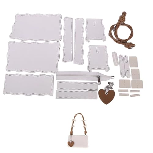 LPHFDCS Tasche HäKeln Set Schultertasche for Damen, einfaches Taschenherstellungsset, handgefertigt, DIY-Strickset aus PU-Leder, Materialzubehör for Nähen von Taschen Tasche HäKeln(Num6 Brown) von LPHFDCS