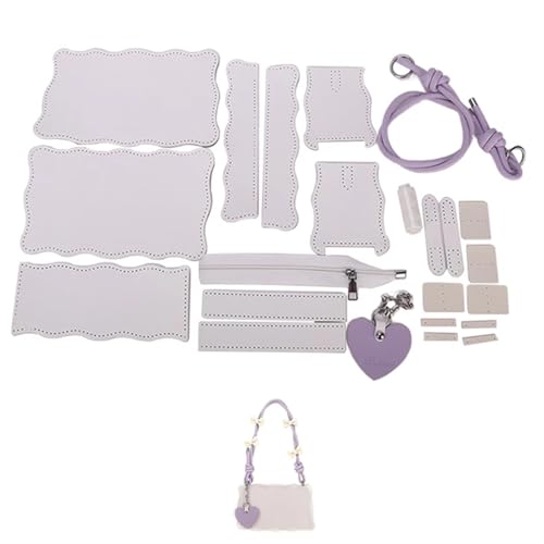 LPHFDCS Tasche HäKeln Set Schultertasche for Damen, einfaches Taschenherstellungsset, handgefertigt, DIY-Strickset aus PU-Leder, Materialzubehör for Nähen von Taschen Tasche HäKeln(Num6 Purple) von LPHFDCS