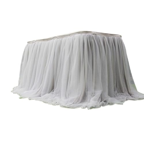 LPHFDCS Tisch Rock FüR Party Tulle Table Skirt Pink White Table Skirt Wedding Birthday Party Tulle Table Skirting Wedding Party Home Table Decor Tischrock(ColorB) von LPHFDCS