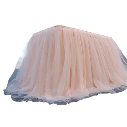 LPHFDCS Tisch Rock FüR Party Tulle Table Skirt Pink White Table Skirt Wedding Birthday Party Tulle Table Skirting Wedding Party Home Table Decor Tischrock(ColorC) von LPHFDCS