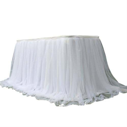 LPHFDCS Tisch Rock FüR Party Tulle Table Skirt Pink White Table Skirt Wedding Birthday Party Tulle Table Skirting Wedding Party Home Table Decor Tischrock(ColorF) von LPHFDCS