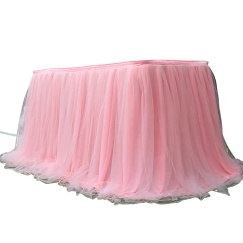 LPHFDCS Tisch Rock FüR Party Tulle Table Skirt Pink White Table Skirt Wedding Birthday Party Tulle Table Skirting Wedding Party Home Table Decor Tischrock(ColorG) von LPHFDCS