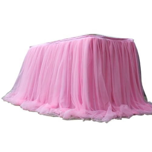 LPHFDCS Tisch Rock FüR Party Tulle Table Skirt Pink White Table Skirt Wedding Birthday Party Tulle Table Skirting Wedding Party Home Table Decor Tischrock(ColorJ) von LPHFDCS