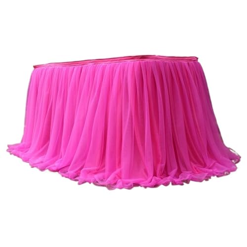 LPHFDCS Tisch Rock FüR Party Tulle Table Skirt Pink White Table Skirt Wedding Birthday Party Tulle Table Skirting Wedding Party Home Table Decor Tischrock(ColorL) von LPHFDCS