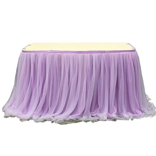 LPHFDCS Tisch Rock FüR Party Tulle Table Skirt Pink White Table Skirt Wedding Birthday Party Tulle Table Skirting Wedding Party Home Table Decor Tischrock(Colore) von LPHFDCS