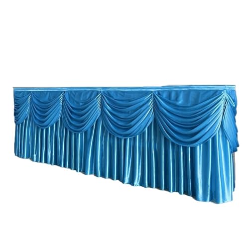 LPHFDCS Tisch Rock FüR Party Wedding Check-In 300 * 75CM Table Skirt Wedding Champagne Tower Candlestick Fabric Table Decoration Tablecloth Dessert Table Skirt Tischrock(Blue) von LPHFDCS