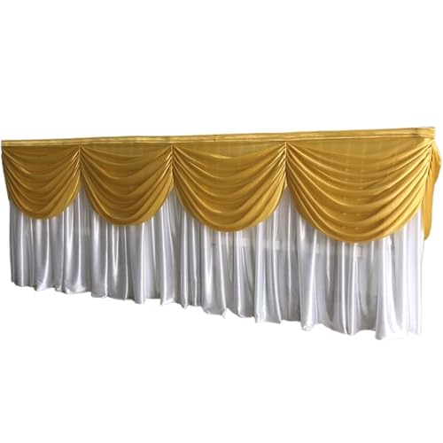 LPHFDCS Tisch Rock FüR Party Wedding Check-In 300 * 75CM Table Skirt Wedding Champagne Tower Candlestick Fabric Table Decoration Tablecloth Dessert Table Skirt Tischrock(Gold1) von LPHFDCS