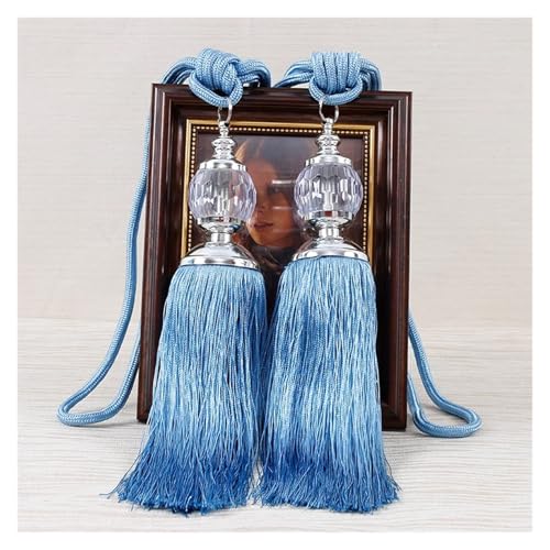 LPHFDCS Vorhang Raffhalter 2PCS Quasten Vorhang Raffhalter Kunststoff Ball Straps Zubehör Halter Vorhang Zubehör Schnalle Seil Hause Dekoration Raffhalter FüR VorhäNge(Blue) von LPHFDCS