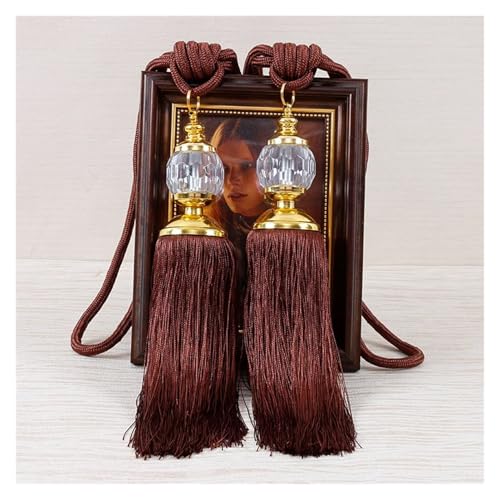 LPHFDCS Vorhang Raffhalter 2PCS Quasten Vorhang Raffhalter Kunststoff Ball Straps Zubehör Halter Vorhang Zubehör Schnalle Seil Hause Dekoration Raffhalter FüR VorhäNge(Chocolate) von LPHFDCS