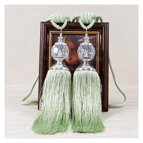 LPHFDCS Vorhang Raffhalter 2PCS Quasten Vorhang Raffhalter Kunststoff Ball Straps Zubehör Halter Vorhang Zubehör Schnalle Seil Hause Dekoration Raffhalter FüR VorhäNge(Light Green) von LPHFDCS