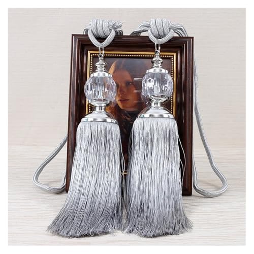 LPHFDCS Vorhang Raffhalter 2PCS Quasten Vorhang Raffhalter Kunststoff Ball Straps Zubehör Halter Vorhang Zubehör Schnalle Seil Hause Dekoration Raffhalter FüR VorhäNge(Light Grey) von LPHFDCS