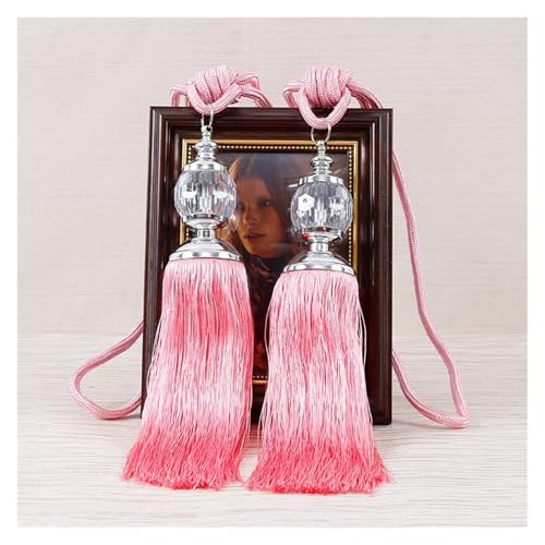 LPHFDCS Vorhang Raffhalter 2PCS Quasten Vorhang Raffhalter Kunststoff Ball Straps Zubehör Halter Vorhang Zubehör Schnalle Seil Hause Dekoration Raffhalter FüR VorhäNge(Pink) von LPHFDCS