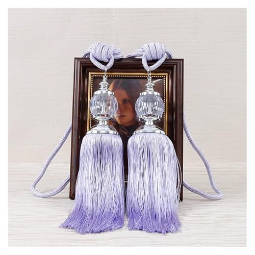 LPHFDCS Vorhang Raffhalter 2PCS Quasten Vorhang Raffhalter Kunststoff Ball Straps Zubehör Halter Vorhang Zubehör Schnalle Seil Hause Dekoration Raffhalter FüR VorhäNge(Purple1) von LPHFDCS