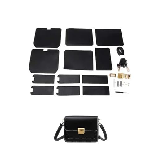 Tasche HäKeln Set Handgefertigtes Taschenset, Handnähen, Lederhandwerk, DIY-Taschenset, Herstellung von quadratischen Kästchen, Nähmaterial for Taschen, Handtaschenzubehör Tasche HäKeln(Num1 Black) von LPHFDCS