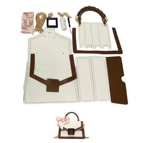 Tasche HäKeln Set Handgefertigtes Taschenset, Handnähen, Lederhandwerk, DIY-Taschenset, Herstellung von quadratischen Kästchen, Nähmaterial for Taschen, Handtaschenzubehör Tasche HäKeln(Num3 White) von LPHFDCS