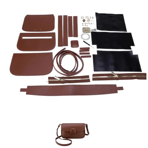 Tasche HäKeln Set Handgefertigtes Taschenset, Handnähen, Lederhandwerk, DIY-Taschenset, Herstellung von quadratischen Kästchen, Nähmaterial for Taschen, Handtaschenzubehör Tasche HäKeln(Num4 Brown) von LPHFDCS