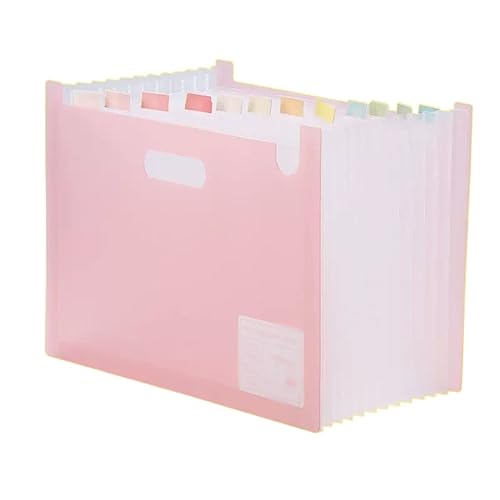 Kunststoff-Geldbörsen-Ordner, vertikaler Handordner, 13 Schichten großer Datenspeicher-Einsatztasche, horizontale Stretch-Ordner-Ordner, Akten-Organizer (Rosa)(Pink) von LPLPL