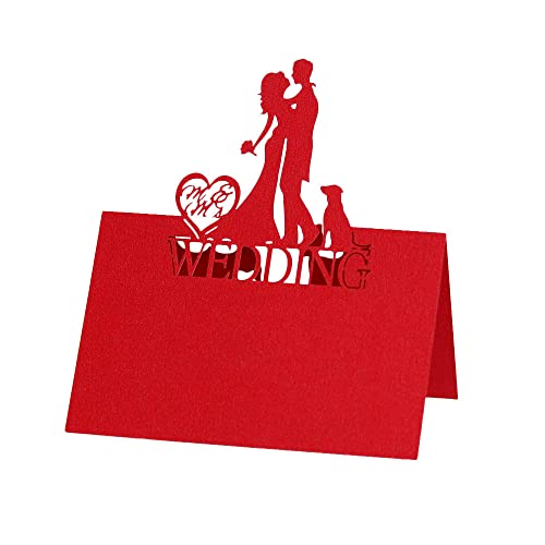 Tischkarten, 100 Stück, Hochzeit, Tischkarten, Namenskarten, Sitzkarten, Grußkarten for Party, Metting-Zubehör, Blumenstrauß-Dekoration, Rot(Red) von LPLPL