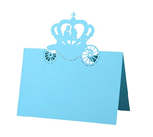 Tischkarten, 100 Stück, Hochzeitstisch-Platzkarten, ausgehöhlte Namenskarten, Kutschen-gemusterte Zeltkarten, gefaltete Sitzkarten, Blumenstrauß-Grußkarten, Partyzubehör, Rot(Blue) von LPLPL