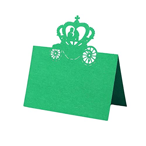 Tischkarten, 100 Stück, Hochzeitstisch-Platzkarten, ausgehöhlte Namenskarten, Kutschen-gemusterte Zeltkarten, gefaltete Sitzkarten, Blumenstrauß-Grußkarten, Partyzubehör, Rot(Green) von LPLPL