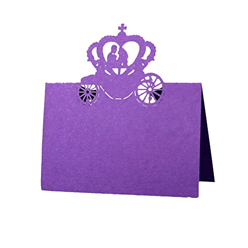 Tischkarten, 100 Stück, Hochzeitstisch-Platzkarten, ausgehöhlte Namenskarten, Kutschen-gemusterte Zeltkarten, gefaltete Sitzkarten, Blumenstrauß-Grußkarten, Partyzubehör, Rot(Purple) von LPLPL