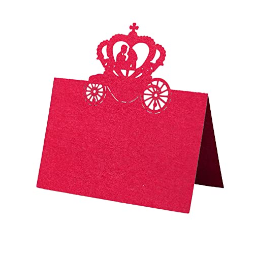 Tischkarten, 100 Stück, Hochzeitstisch-Platzkarten, ausgehöhlte Namenskarten, Kutschen-gemusterte Zeltkarten, gefaltete Sitzkarten, Blumenstrauß-Grußkarten, Partyzubehör, Rot(Red) von LPLPL