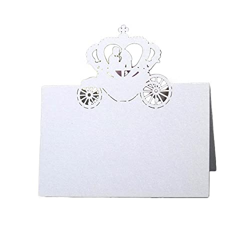 Tischkarten, 100 Stück, Hochzeitstisch-Platzkarten, ausgehöhlte Namenskarten, Kutschen-gemusterte Zeltkarten, gefaltete Sitzkarten, Blumenstrauß-Grußkarten, Partyzubehör, Rot(White) von LPLPL