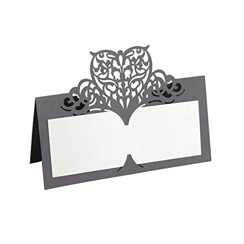 Tischkarten, 100 Stück, Tischkarten, ausgehöhlte Namenskarten, herzgemusterte Zeltkarten, gefaltete Grußkarten, Sitzkarten, Hochzeit, Partyzubehör, Rot(Grey) von LPLPL