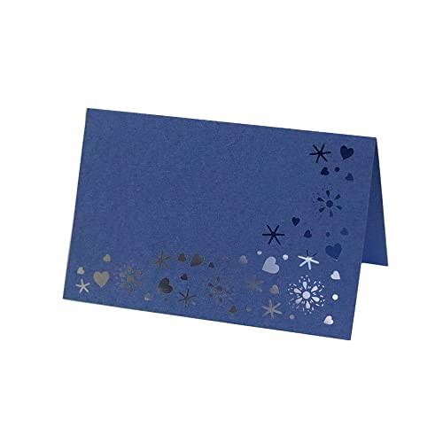 Tischkarten, 100 Stück, Tischkarten, ausgehöhlte Schneeflockenmuster, Zeltkarte, gefaltete Grußkarte, Hochzeitsfeier, Sitzkarte, Metting-Zubehör, Rot(Dark Blue) von LPLPL