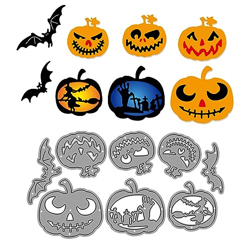 1 Set klassische Halloween-Stanzschablonen, Fledermaus und Kürbisse, Stanzformen für DIY, Scrapbooking, Metall, Halloween-Stanzformen, Prägeschablonen, Halloween-Kartenherstellung für Papierkarten, von LPMXYW