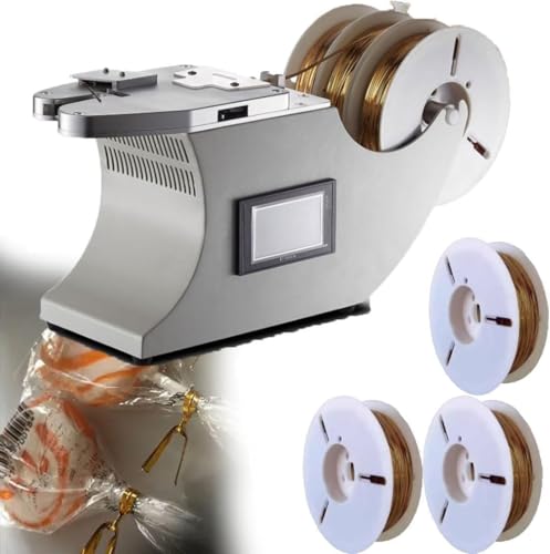 LPONAA Automatischer Verpackungsversiegeler, 600 W elektrische Twist Tie-Maschine mit Touchpanel, 50 – 100 mm Drahtwickelmaschine für Toast, Süßigkeiten, Obst, Popcorn, Blumen von LPONAA