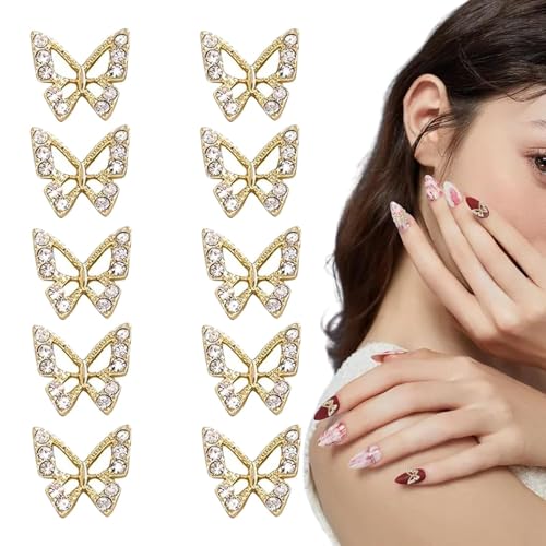 3D-Nagel-Strasssteine mit Charms für Nägel - 10 Stück Schmetterlings-Nagelschmuck Dekoration | Nagelkunst, Nagelschmuck, Nagelkunst-Dekorationen für Basteldekorationen von LPORF