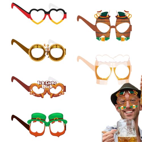 LPORF Papierbrillen für Kinder,Brillenpapier - Tragbare Weihnachtsgläser 6 Stück | Lustige Papiergläser, Fotoautomaten-Requisiten, Gläser für Kinder und Erwachsene, deutsches Bierfest von LPORF