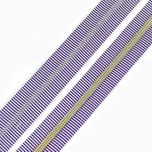 1/2/5/10 m 5# Nylon-Streifenreißverschluss zum Nähen von Taschen, Kleidungsdekor, Reißverschluss-Reparaturset, DIY-Zubehör-LilaHellgold-Nr. 5-10 Meter von LPUKOI