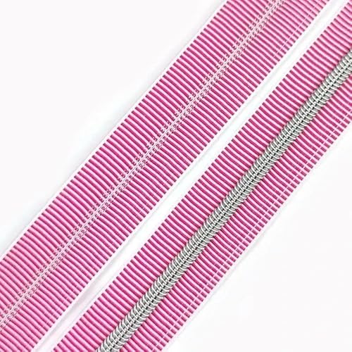 1/2/5/10 m 5# Nylon-Streifenreißverschluss zum Nähen von Taschen, Kleidungsdekor, Reißverschluss-Reparaturset, DIY-Zubehör-PinkSilber-Nr. 5-10 Meter von LPUKOI