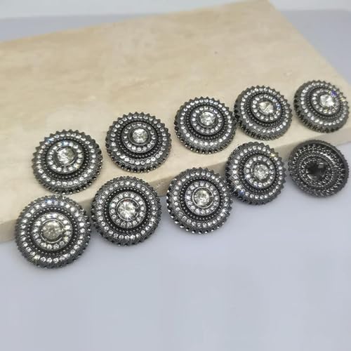 18/23 MM Mode Luxus Strass Runde Knöpfe Für Kleidung Silber Schwarz Dekor Knopfmacher Handwerk Bekleidung DIY-schwarz-18mm 6 Stück von LPUKOI