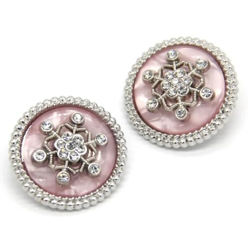 Coat Snow Metall-Nähknöpfe für Kleidung, Weiß, Rosa, Blau, luxuriöse Damen-Strasssteine, handgefertigte Dekorationen, Weiß, Rosa, 18 mm, 6 Stück von LPUKOI