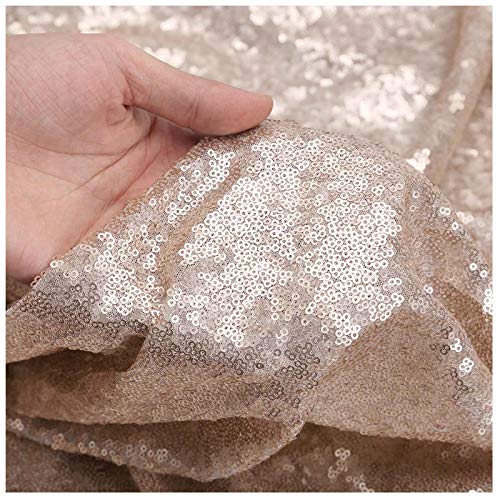 LQIAO Paillettenstoff von The Yard 2Y-Champagner Pailletten Hintergrund Mesh Stoff Sequenz Leinen Stretch Material Schimmer zum Nähen von Kostümen Tischdecke Läufer Event Kleid von LQIAO