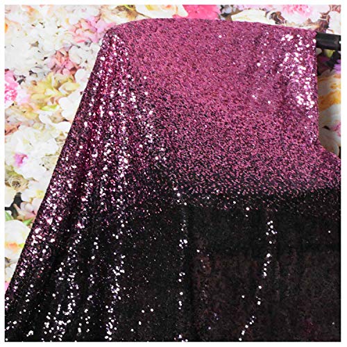 Paillettenstoff von The Yard Pink Gold Schwarz Farbverlauf mit Spitze Zwei-Wege-Spandex Metallic Polyester bestickter Netzstoff zum Nähen von Kleidern von LQIAO