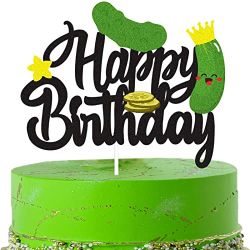 Cartoon Gurke Happy Birthday Tortenaufsatz - Pickle Kind of a Big Dill Party Dekorationen Supplies - Fruit Lustige Geburtstag Party Dekorationen für Mädchen Jungen von LQINBIBJ