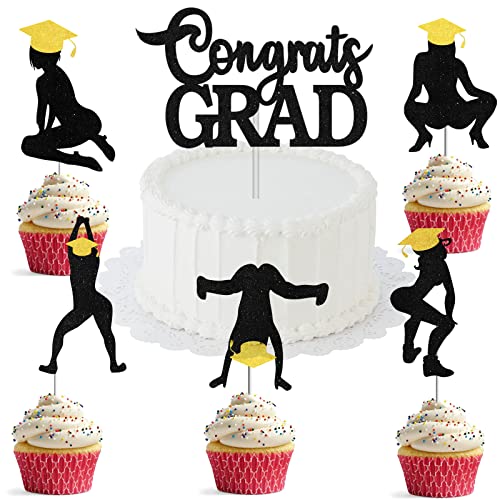 Class Of 2023 Cake Topper – Glitzer Schwarz und Lila Abschlussfeier Party Dekoration Supplies 2023 – Congrats Grade Cake Topper 2023 von LQINBIBJ