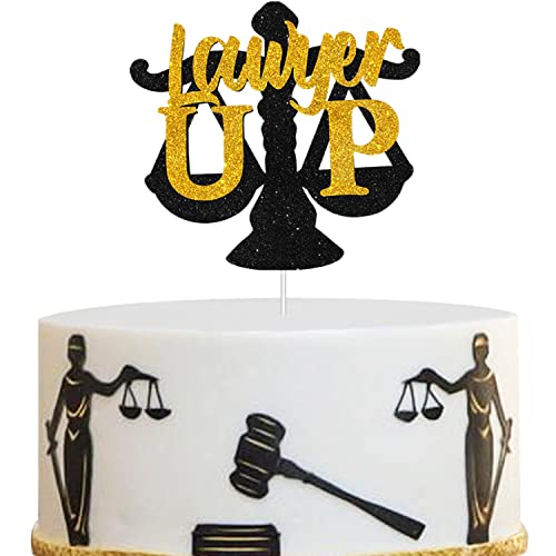 Lawyer UP 2022 Graduation Cake Topper – Klasse von 2022 schwarz glitzernde Skalen der Gerechtigkeit Kuchen – Gesetzesschule Master Graduate Party Dekoration von LQINBIBJ